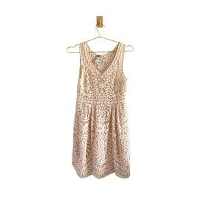 Anthropologie Yoana Baraschi BHLDN Pale Pink Silk Veiled Embroidered Alder Dress